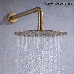 Rainlex Single-Handle 1-Spray Round High Pressure Shower Faucet with 10 in. Shower Head in Brushed Gold (Valve Included) -Bathroom Faucets Store brushed gold rainlex shower faucets w96201lsj 10 4f 1000