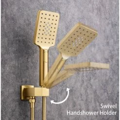 Rainlex Single-Handle 1-Spray Oval Pressure Balance Shower Faucet with Shower Head in Brushed Gold (Valve Included) -Bathroom Faucets Store brushed gold rainlex shower faucets w97202lsj 12 fa 1000