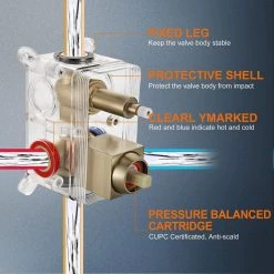 Zalerock Rainfull Single-Handle 1-Spray Square Shower Faucet with 12 in. shower head in Brushed Gold Valve Included -Bathroom Faucets Store brushed gold shower faucets ksf014 1f 1000