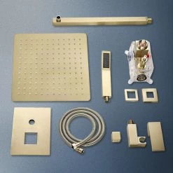 Zalerock Rainfull Single-Handle 1-Spray Square Shower Faucet with 12 in. shower head in Brushed Gold Valve Included -Bathroom Faucets Store brushed gold shower faucets ksf014 a0 1000