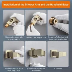 Zalerock Rainfull Single-Handle 1-Spray Square Shower Faucet in Brushed Gold Valve Included 14 Zalerock Rainfull Single-Handle 1-Spray Square Shower Faucet in Brushed Gold Valve Included -Bathroom Faucets Store brushed gold shower faucets ksf024 77 1000