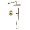 Tahanbath 1-Handle 2-Spray Rain Shower Faucet and Hand Shower Combo Kit in Brushed Gold (Valve Included)