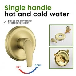 UKISHIRO Viki Single-Handle 5 Spray Settings High Pressure Shower Faucet with hand shower in Brushed Gold (Valve Included) -Bathroom Faucets Store brushed gold ukishiro shower faucets smd00jn0621014 4f 1000
