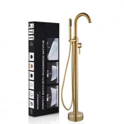 WOODBRIDGE Florence Single-Handle Freestanding Tub Faucet with Hand Shower in Brushed Gold -Bathroom Faucets Store brushed gold woodbridge claw foot tub faucets f1023 31 1000