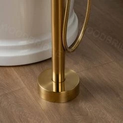 WOODBRIDGE Bradbury Single-Handle Freestanding Floor Mount Tub Filler Faucet with Hand Shower in Brushed Gold -Bathroom Faucets Store brushed gold woodbridge claw foot tub faucets f1052 4f 1000