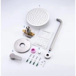 Rainlex Single-Handle 1-Spray Round High Pressure Shower Faucet with 10 in. Shower Head in Brushed Nickel (Valve Included) -Bathroom Faucets Store brushed nckel rainlex shower faucets w96201bn 10 76 1000