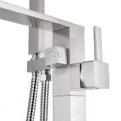 AKDY 1-Handle Freestanding Floor Mount Tub Faucet Bathtub Filler with Hand Shower in BRUSHED NICKEL -Bathroom Faucets Store brushed nickel akdy claw foot tub faucets tf0061 1f 1000