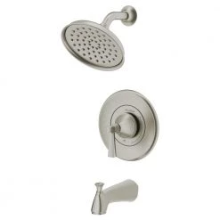 American Standard Rumson 4 in. Centerset Bathroom Faucet and Single-Handle 3-Spray Tub and Shower Faucet Set in Brushed Nickel -Bathroom Faucets Store brushed nickel american standard bathtub shower faucet combos rumson4tsbn 40 1000