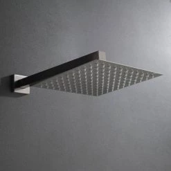 Aurora Decor ACAD Single-Handle 1-Spray Patterns Square 10 in. Wall Mount Rain Fixed Shower Faucet in Brushed Nickel (Valve Included) -Bathroom Faucets Store brushed nickel aurora decor shower faucets dsfhd2bnk0718 76 1000