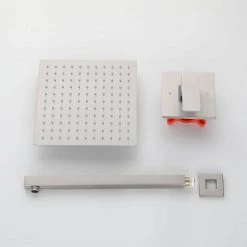 Aurora Decor ACAD Single-Handle 1-Spray Patterns Square 10 in. Wall Mount Rain Fixed Shower Faucet in Brushed Nickel (Valve Included) -Bathroom Faucets Store brushed nickel aurora decor shower faucets dsfhd2bnk0718 fa 1000