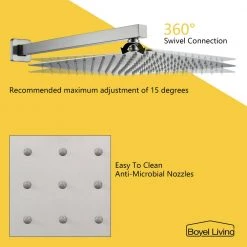 Boyel Living Shower System Wall Mounted with 12 in. Square Rainfall Shower head and Handheld Shower Head Set, Brushed Nickel 15 Boyel Living Shower System Wall Mounted with 12 in. Square Rainfall Shower head and Handheld Shower Head Set, Brushed Nickel -Bathroom Faucets Store brushed nickel boyel living dual shower heads ms bl a3803 2bn 1f 1000