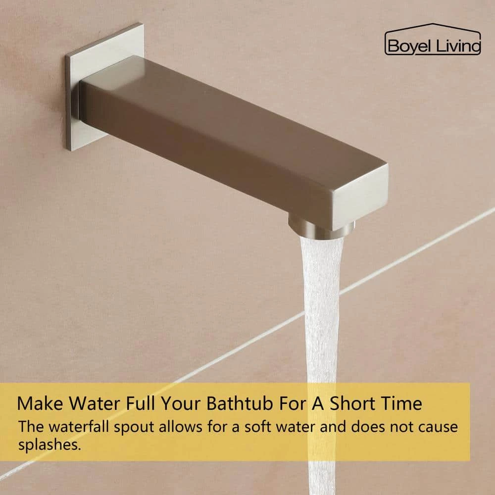 Boyel Living Shower System Wall Mounted with 12 in. Square Rainfall Shower head and Handheld Shower Head Set, Brushed Nickel 3 Boyel Living Shower System Wall Mounted with 12 in. Square Rainfall Shower head and Handheld Shower Head Set, Brushed Nickel - Image 3