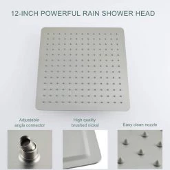 Boyel Living 1-Spray Patterns with 2.5 GPM 12 in. Wall Mount Dual Shower Heads with Pressure Balance Valve in Brushed Nickel -Bathroom Faucets Store brushed nickel boyel living dual shower heads smd 88003bn 1f 1000