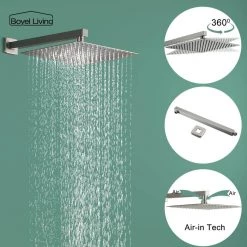 Boyel Living 1-Spray Patterns with 2.5 GPM 12 in. Wall Mount Dual Shower Heads with Pressure Balance Valve in Brushed Nickel -Bathroom Faucets Store brushed nickel boyel living dual shower heads smd 88003bn 44 1000