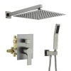 Boyel Living 1-Spray Patterns with 2.5 GPM 12 in. Wall Mount Dual Shower Heads with Pressure Balance Valve in Brushed Nickel