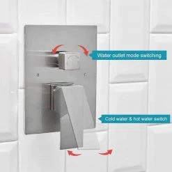 BWE Single Handle 2-Spray Square High Pressure Shower Faucet with 16" Shower Head in Brushed Nickel (Valve Included) -Bathroom Faucets Store brushed nickel bwe shower faucets a 95016 n 44 1000