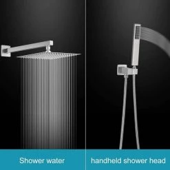 BWE Single Handle 2-Spray Square High Pressure Shower Faucet with 16" Shower Head in Brushed Nickel (Valve Included) -Bathroom Faucets Store brushed nickel bwe shower faucets a 95016 n 4f 1000