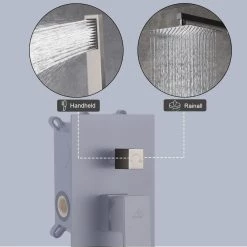 CASAINC 1-Spray Patterns with 10 in. Wall Mount Dual Shower Heads with Hand Shower Faucet, in Brushed Nickel (Valve Included) -Bathroom Faucets Store brushed nickel casainc dual shower heads m6066 a 10 bn fa 1000