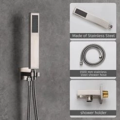 CASAINC 1-Spray Patterns 3-Function 10 in. Wall Mounted Dual Shower Heads with Handheld and Tub Faucet in Brushed Nickel -Bathroom Faucets Store brushed nickel casainc dual shower heads m6201 a 10 bn 44 1000