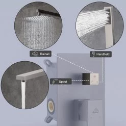 CASAINC 1-Spray Patterns 3-Function 10 in. Wall Mounted Dual Shower Heads with Handheld and Tub Faucet in Brushed Nickel -Bathroom Faucets Store brushed nickel casainc dual shower heads m6201 a 10 bn fa 1000