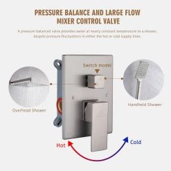 CASAINC 3-Spray with 2.5 GPM 10 in. 2 Functions Wall Mount Dual Shower Heads in Spot in Brushed Nickel (Valve Included) -Bathroom Faucets Store brushed nickel casainc dual shower heads wfw98102bn 10 76 1000