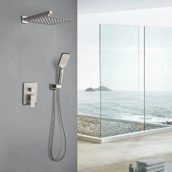 CASAINC 3-Spray with 2.5 GPM 12 in. 2 Functions Wall Mount Dual Shower Heads in Spot in Brushed Nickel (Valve Included) -Bathroom Faucets Store brushed nickel casainc dual shower heads wfw98102bn 12 31 1000