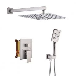 CASAINC 3-Spray with 2.5 GPM 12 in. 2 Functions Wall Mount Dual Shower Heads in Spot in Brushed Nickel (Valve Included)