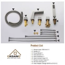 CASAINC 3-Handle Tub-Mount Roman Tub Faucet with Hand Shower in Brushed Nickel -Bathroom Faucets Store brushed nickel casainc roman tub faucets m5437 bn 76 1000