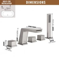 CASAINC 3-Handle Tub-Mount Roman Tub Faucet with Hand Shower in Brushed Nickel -Bathroom Faucets Store brushed nickel casainc roman tub faucets m5437 bn c3 1000
