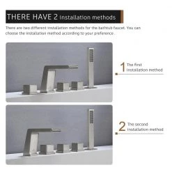 CASAINC 3-Handle Tub-Mount Roman Tub Faucet with Hand Shower in Brushed Nickel -Bathroom Faucets Store brushed nickel casainc roman tub faucets m5437 bn fa 1000