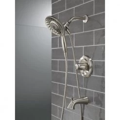 Delta Lahara In2ition 2-in-1 Single-Handle 5-Spray Tub and Shower Faucet in Brushed Nickel -Bathroom Faucets Store brushed nickel delta bathtub shower faucet combos 144938dc ss i20 1f 1000