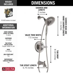 Delta Lahara In2ition 2-in-1 Single-Handle 5-Spray Tub and Shower Faucet in Brushed Nickel -Bathroom Faucets Store brushed nickel delta bathtub shower faucet combos 144938dc ss i20 40 1000