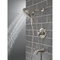 Delta Lahara In2ition 2-in-1 Single-Handle 5-Spray Tub and Shower Faucet in Brushed Nickel -Bathroom Faucets Store brushed nickel delta bathtub shower faucet combos 144938dc ss i20 44 1000