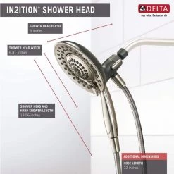 Delta In2ition Two-in-One 5-Spray 6.8 in. Dual Wall Mount Fixed and Handheld Shower Head in Brushed Nickel -Bathroom Faucets Store brushed nickel delta dual shower heads 75583csn 40 1000