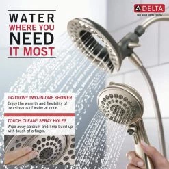 Delta In2ition Two-in-One 5-Spray 6.8 in. Dual Wall Mount Fixed and Handheld Shower Head in Brushed Nickel -Bathroom Faucets Store brushed nickel delta dual shower heads 75583csn a0 1000