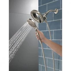 Delta In2ition Two-in-One 5-Spray Patterns 6.63 in. Wall Mount Dual Shower Heads in Brushed Nickel -Bathroom Faucets Store brushed nickel delta dual shower heads 75585sn 1d 1000