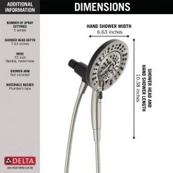 Delta In2ition Two-in-One 5-Spray Patterns 6.63 in. Wall Mount Dual Shower Heads in Brushed Nickel -Bathroom Faucets Store brushed nickel delta dual shower heads 75585sn 40 1000