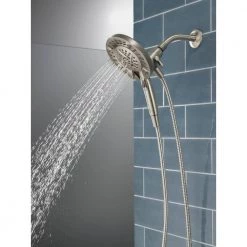 Delta In2ition Two-in-One 5-Spray Patterns 6.63 in. Wall Mount Dual Shower Heads in Brushed Nickel -Bathroom Faucets Store brushed nickel delta dual shower heads 75585sn fa 1000