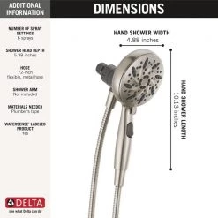 Delta SureDock Magnetic 6-Spray Patterns 4.88 in. Wall Mount Handheld Shower Head in Brushed Nickel -Bathroom Faucets Store brushed nickel delta handheld shower heads 75689sn 40 1000