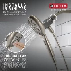 Delta SureDock Magnetic 6-Spray Patterns 4.88 in. Wall Mount Handheld Shower Head in Brushed Nickel -Bathroom Faucets Store brushed nickel delta handheld shower heads 75689sn 66 1000