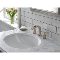 Delta Tolva 8 in. Widespread 2-Handle Bathroom Faucet in Brushed Nickel -Bathroom Faucets Store brushed nickel delta widespread bathroom faucets 35724lf ss eco 40 1000