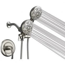 ELLO&ALLO Single-Handle 24-Spray Tub and Shower Faucet with 5 in. Shower Head in Brushed Nickel (Valve Included)