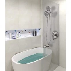 ELLO&ALLO Single-Handle 48-Spray Handheld Tub Shower Faucet with 5 in. Shower Head Combo in Brushed Nickel (Valve Included) -Bathroom Faucets Store brushed nickel ello allo bathtub shower faucet combos es n t1006 31 1000