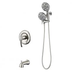 ELLO&ALLO Single-Handle 48-Spray Handheld Tub Shower Faucet with 5 in. Shower Head Combo in Brushed Nickel (Valve Included)
