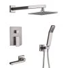 ELLO&ALLO 2-Handle 3-Spray Tub and Shower Faucet and Handheld Combo with 8 in. Shower Head in Brushed Nickel (Valve Included)