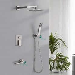 ELLO&ALLO 2-Handle 3-Spray Tub and Shower Faucet and Handheld Combo with 8 in. Shower Head in Brushed Nickel (Valve Included) -Bathroom Faucets Store brushed nickel ello allo bathtub shower faucet combos es ng p200 c3 1000