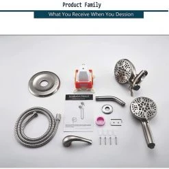 ELLO&ALLO Single-Handle 48-Spray Handheld Shower Faucet with 5 in. Shower Head Combo in Brushed Nickel (Valve Included) -Bathroom Faucets Store brushed nickel ello allo shower faucets es n 1005 1f 1000