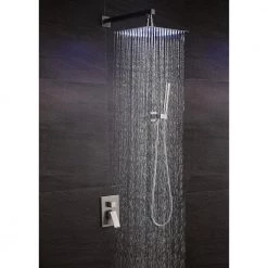 ELLO&ALLO 2-Handle 2-Spray of 10 in. LED Rain Shower Head System Shower Faucet and Handheld in Brushed Nickel (Valve Included) -Bathroom Faucets Store brushed nickel ello allo shower faucets es n 5150 1f 1000