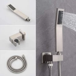 ELLO&ALLO 2-Handle 2-Spray of Rain LED 10 in. Shower Head System Shower Faucet and Handheld Kit in Brushed Nickel (Valve Included) -Bathroom Faucets Store brushed nickel ello allo shower faucets es n l5150 4f 1000