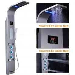 ELLO&ALLO 55 in. 5-Jet Shower Panel System with LED Rainfall Mist Shower Head Hand Shower Wand and Tub Spout in Brushed Nickel